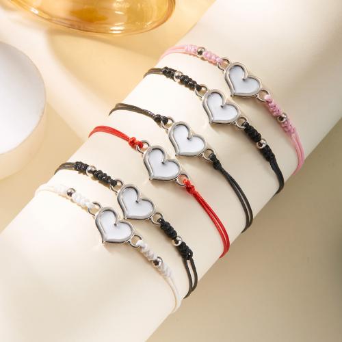 Emaille Zink Legierung Armbänder, Zinklegierung, mit Knotenschnur, Herz, plattiert, verschiedene Stile für Wahl & für Frau, keine, verkauft von setzen