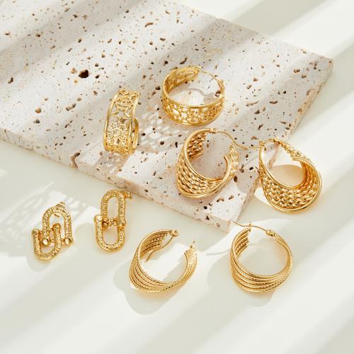 Stainless Steel Leverback Earring, 304 Stainless Steel, gold color plated & for woman 