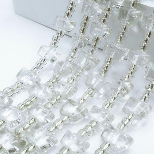 Natürliche klare Quarz Perlen, Klarer Quarz, Barren, DIY, weiß, 8x12mm, ca. 25PCs/Strang, verkauft von Strang