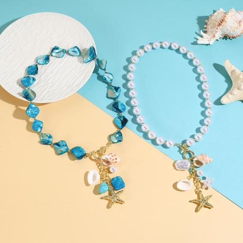 Collier en alliage de zinc, avec perle de plastique, Placage, bijoux de mode & styles différents pour le choix & pour femme, Vendu par PC[