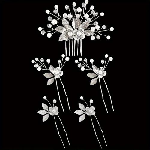 Bâton de cheveux, alliage de zinc, avec fil en laiton & argile de polymère & cristal & perle de plastique, fait à la main, 5 pièces & bijoux de mode & pour femme, plus de couleurs à choisir, Vendu par fixé