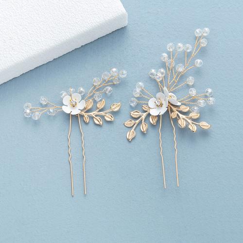Bâton de cheveux, alliage de zinc, avec fil en laiton & cristal, Placage, fait à la main & pour femme & avec strass, plus de couleurs à choisir Vendu par fixé