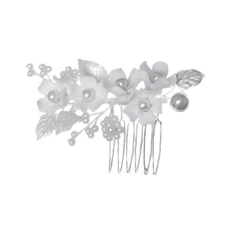 Bridal Decorative Hair Comb, Zinc Alloy, with brass wire & Polymer Clay & Plastic Pearl, handmade, fashion jewelry & for woman 
