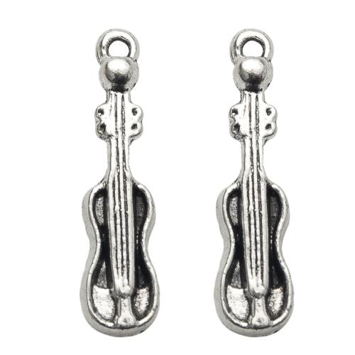 Musical Instrument Shaped Zinc Alloy Pendants, Guitar, silver color plated, DIY, silver color [