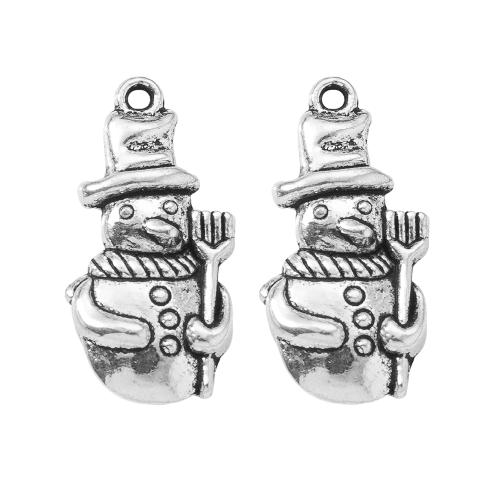 Рожденственские подвески из цинкового сплава, цинковый сплав, Снеговик, плакирован серебром, DIY, серебряный продается сумка[