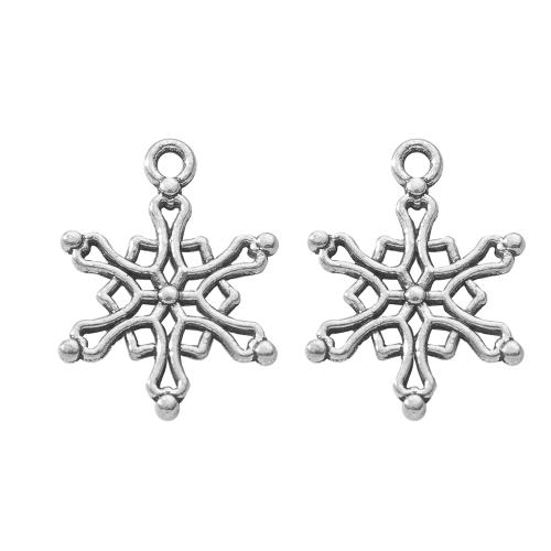 Рожденственские подвески из цинкового сплава, цинковый сплав, Снежинка, плакирован серебром, DIY, серебряный продается сумка[