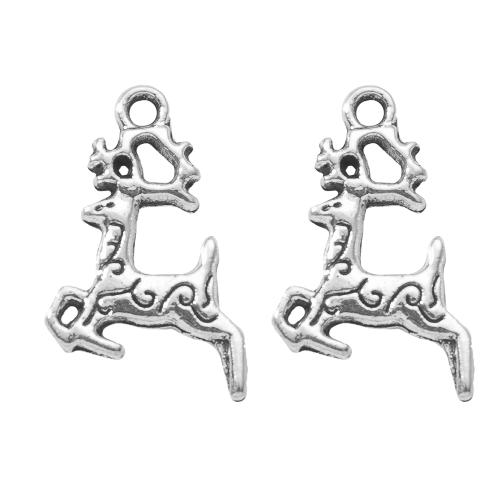 Рожденственские подвески из цинкового сплава, цинковый сплав, Рождественские олени, плакирован серебром, DIY, серебряный продается сумка[