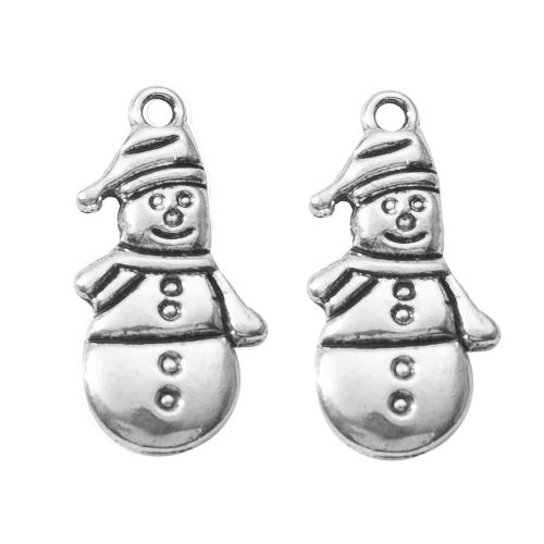 Pendentifs de Noël en alliage de zinc, bonhomme de neige, Placage de couleur argentée, DIY, argent Vendu par sac[