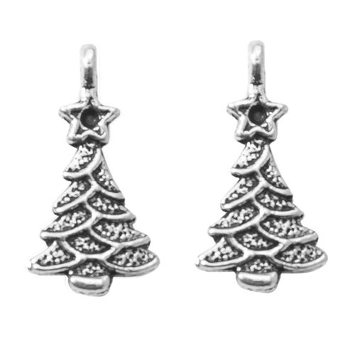 Pendentifs de Noël en alliage de zinc, arbre de noël, Placage de couleur argentée, DIY, argent Vendu par sac[