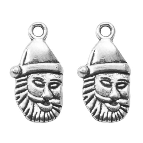 Pendentifs de Noël en alliage de zinc, le père noël, Placage de couleur argentée, DIY, argent Vendu par sac[