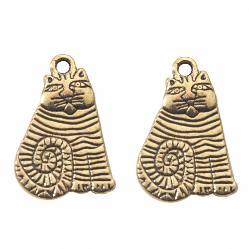 亜鉛合金動物形ペンダント, 亜鉛合金, ネコ, ゴールドメッキ, DIY, 金色 売り手 バッグ[