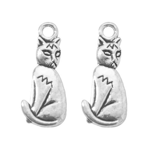 亜鉛合金動物形ペンダント, 亜鉛合金, ネコ, シルバーメッキ, DIY, シルバー 売り手 バッグ[
