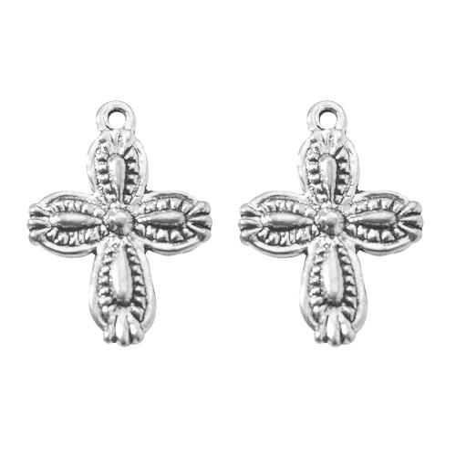 Colgantes de Aleación de Zinc en Forma Cruces, chapado en color de plata, Bricolaje, plateado, 13.2x2.7x18.2mm, Vendido por Bolsa
