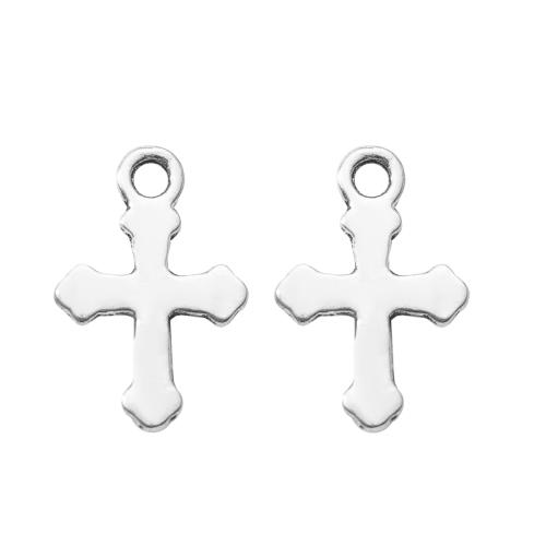 Colgantes de Aleación de Zinc en Forma Cruces, chapado en color de plata, Bricolaje, plateado, 12.7x1.2x19.2mm, Vendido por Bolsa