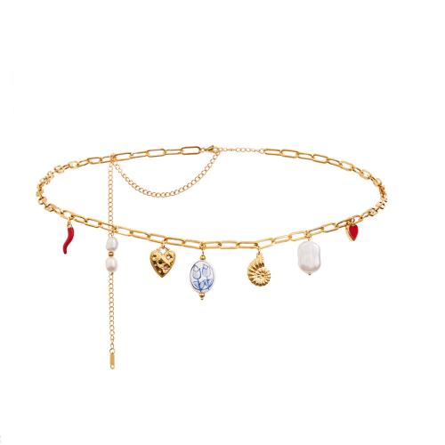 Acier inoxydable 304, avec porcelaine, Plaqué or 18K, bijoux de mode & styles différents pour le choix & pour femme, Vendu par PC