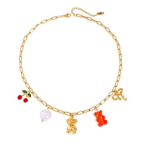 ステンレス鋼のジュエリーネックレス, 304ステンレススチール, とともに 樹脂 & プラスチック製パール, 18Kゴールドメッキ, ファッションジュエリー & 女性用 & エナメル, 売り手 パソコン