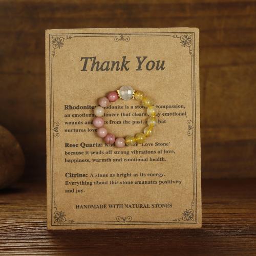 Bague pierre précieuse, Pierre naturelle, avec fil élastique, fait à la main, bijoux de mode & élastique & pour femme, multicolore Vendu par PC