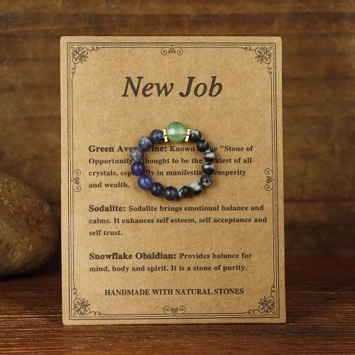 Bague pierre précieuse, Pierre naturelle, avec fil élastique, fait à la main, bijoux de mode & élastique & pour femme, multicolore Vendu par PC