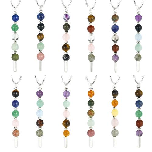 Colliers de pierres précieuses, Acier inoxydable 304, avec Pierre naturelle, fait à la main, bijoux de mode & différents matériaux pour le choix & pour femme, couleur originale, Vendu par PC