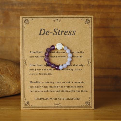 Bague pierre précieuse, Pierre naturelle, avec fil élastique, fait à la main, bijoux de mode & élastique & pour femme, multicolore Vendu par PC