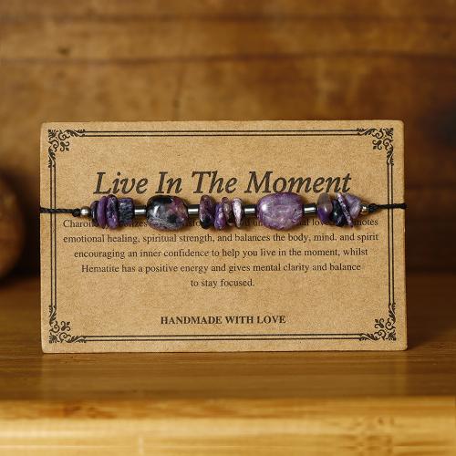 Bracelets en pierres précieuses, Pierre naturelle, avec corde de cire, fait à la main, bijoux de mode & pour femme, multicolore, Vendu par PC