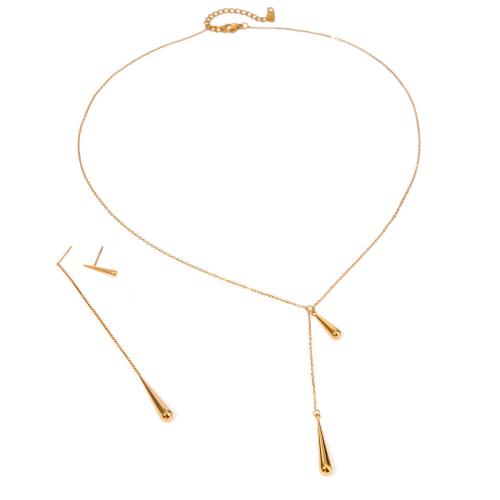 Наборы ювелирных украшений из нержавеющей стали, Нержавеющая сталь 304, Каплевидная форма, 18K позолоченный, ювелирные изделия моды & разные стили для выбора & Женский, продается PC[