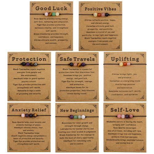 Bracelets en pierres précieuses, Pierre naturelle, avec Cordon de noeud, fait à la main, bijoux de mode & différents matériaux pour le choix & pour femme, multicolore, Vendu par PC