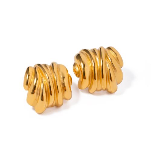 Stainless Steel Stud Earring, 304 Stainless Steel, 18K gold plated, fashion jewelry & for woman [