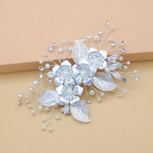 Pinces bec, alliage de zinc, avec fil en laiton & perle de plastique, Placage, fait à la main & pour femme & avec strass, Or Vendu par PC