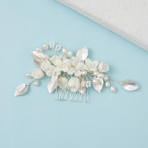 Dekoratives Haarkämmchen, Zinklegierung, mit Seedbead & Messingdraht & Polymer Ton & Kunststoff Perlen, plattiert, Modeschmuck & handgefertigt & für Frau, keine, 140x60mm, verkauft von PC
