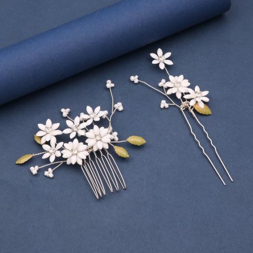 Dekoratives Haarkämmchen, Zinklegierung, mit Seedbead & Messingdraht & Polymer Ton, handgemacht, verschiedene Stile für Wahl & für Frau & mit Strass, verkauft von PC
