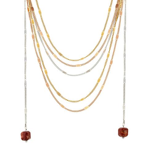 Collier de mode Multi couche, Acier inoxydable 304, avec Pierre naturelle, Placage, multicouche & différents matériaux pour le choix & pour femme, plus de couleurs à choisir, Vendu par PC