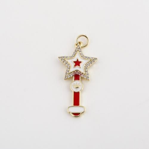 Pendentifs de Émail laiton , Placage de couleur d'or, DIY & pavé de micro zircon & émail Vendu par PC