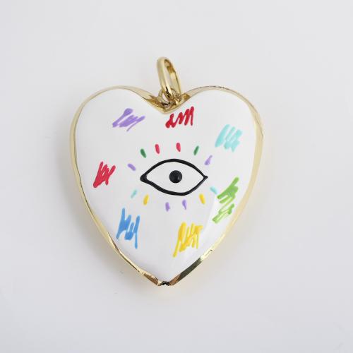 Pendentifs de Émail laiton , coeur, Placage de couleur d'or, DIY & modèles différents pour le choix & émail, Vendu par PC