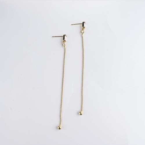 Circón cúbico latón pendiente, metal, Joyería & micro arcilla de zirconia cúbica & para mujer, dorado, 99x15x4mm, Vendido por Par