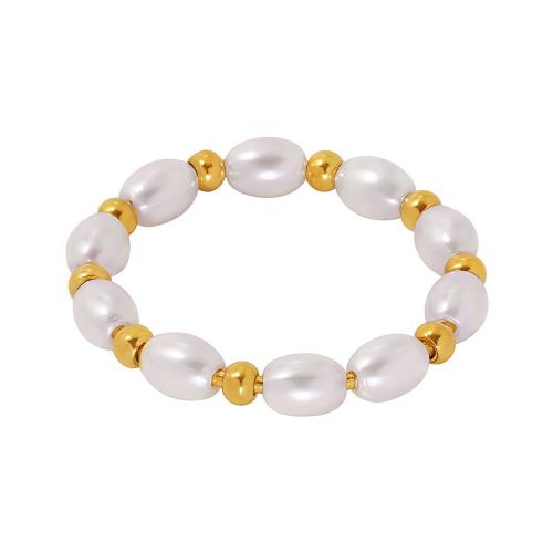 South Sea Shell bague, Acier inoxydable 304, avec Shell Pearl, Plaqué or 18K, bijoux de mode & normes différentes pour le choix & pour femme, Vendu par PC
