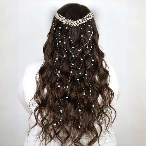 Nuptiale Couronne cheveux, alliage de zinc, avec fil en laiton & perle de plastique, fait à la main, bijoux de mode & pour femme, Vendu par PC