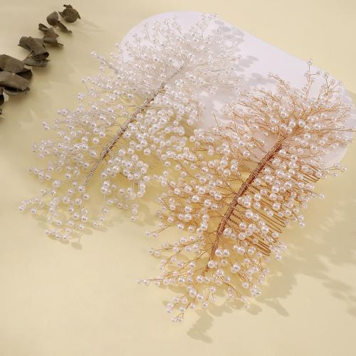 Accessoire de cheveux résultats bricolage, alliage de zinc, avec fil en laiton & perle de plastique, fait à la main, bijoux de mode & pour femme, plus de couleurs à choisir, Vendu par PC