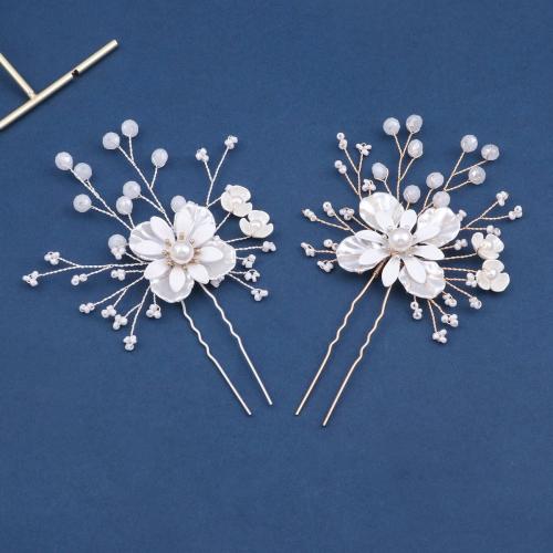 Bâton de cheveux, alliage de zinc, avec Seedbead & fil en laiton & argile de polymère & perle de plastique, fait à la main, bijoux de mode & pour femme, plus de couleurs à choisir, Vendu par PC