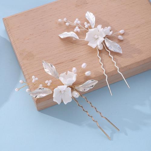 Bâton de cheveux, alliage de zinc, avec Seedbead & fil en laiton & argile de polymère & perle de plastique, fait à la main, bijoux de mode & pour femme, plus de couleurs à choisir, Vendu par PC