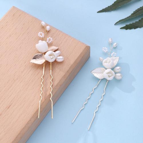 Bâton de cheveux, alliage de zinc, avec Seedbead & fil en laiton & argile de polymère & perle de plastique, fait à la main, bijoux de mode & pour femme, plus de couleurs à choisir, Vendu par PC