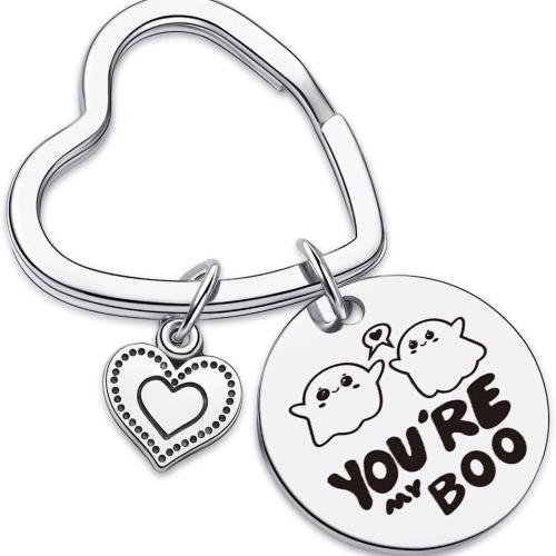 Porte-clés en acier inoxydable, Acier inoxydable 304, Halloween Design & unisexe & avec le motif de lettre, couleur originale, 30mm, Vendu par PC