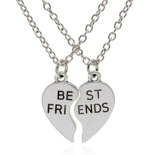 alliage de zinc Collier d'amitié puzzle, avec 2inch chaînes de rallonge, coeur, Placage, unisexe & avec le motif de lettre Environ 17.7 pouce, Vendu par PC
