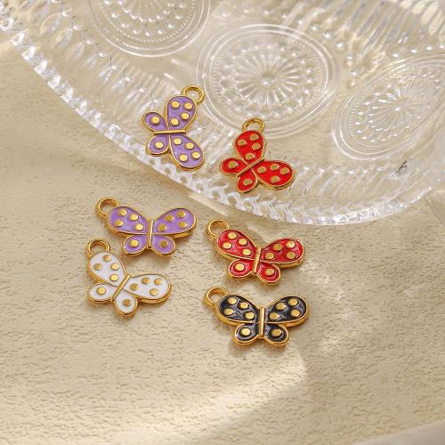Enamel Stainless Steel Pendant, 304 Stainless Steel, Butterfly, gold color plated, DIY 