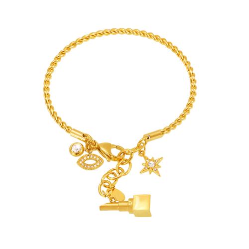 Bracelet en acier inoxydable, Acier inoxydable 304, avec zircon cubique, Placage, chaîne Français corde de Français & bijoux de mode & pour femme, plus de couleurs à choisir, Vendu par PC