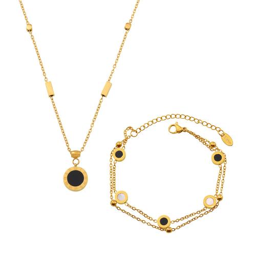 Conjuntos de joyería de acero inoxidable, acero inoxidable 304, con Nácar Blanca & Acrílico, chapado, diferentes estilos para la opción & diferentes patrones para la opción & para mujer, más colores para la opción, Vendido por UD[