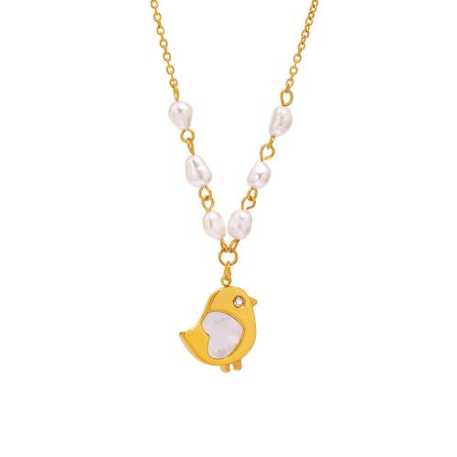 Shell Freshwater Pearl Necklace, 304 Stainless Steel, with Shell & Freshwater Pearl, with 1.9 Inch extender chain, plated, fashion jewelry & for woman Approx 15.74 Inch 