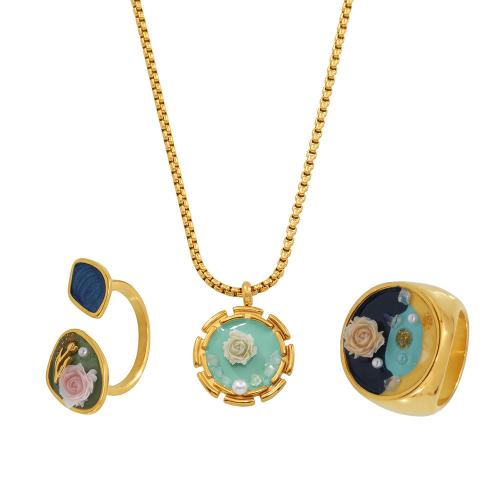 Conjuntos de joyería perlas de agua dulce natural, acero inoxidable 304, con Perlas cultivadas de agua dulce, chapado, diferentes estilos para la opción & para mujer & esmalte, más colores para la opción, Vendido por UD[