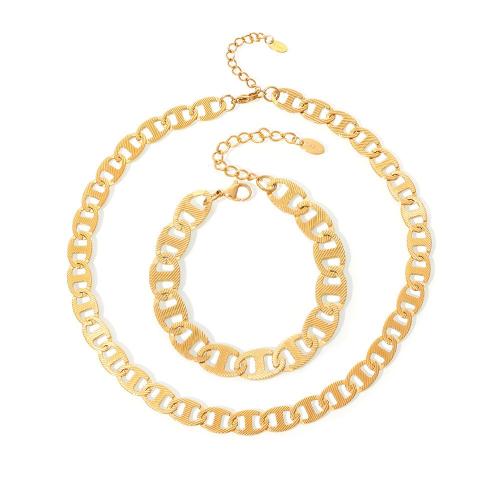 Ensemble de bijoux en acier de titane, Acier titane, Placage, styles différents pour le choix & pour femme & creux, doré, Vendu par PC