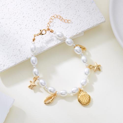 Anklet en alliage de zinc, avec Seedbead & coquille de trompette, bijoux de mode & styles différents pour le choix & pour femme Vendu par PC